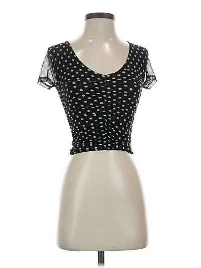 Pre-owned Free Press Short Sleeve Top Black Sweetheart Neckline Tops