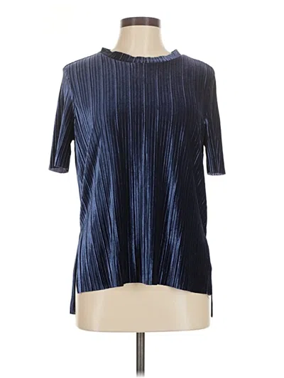 Pre-owned Free Press Short Sleeve Top Blue Mock Neckline Tops