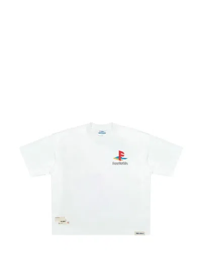 Free Refills Fade Wash Logo T-shirt In White