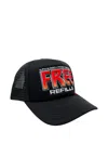 Free Refills Kiss Embroidered Trucker Cap In Black