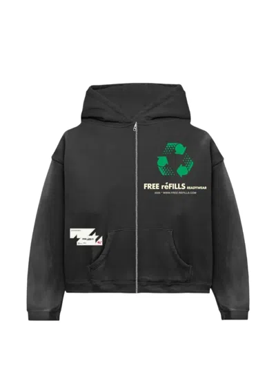 Free Refills Logo Zip-up Hoodie In Black