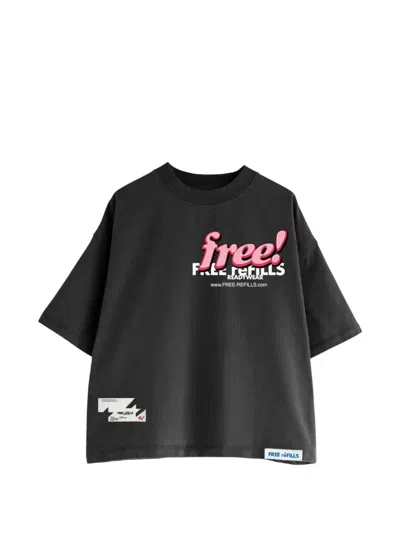 Free Refills Tabloid T-shirt In Black