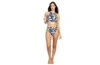 Free Sport By Gottex Geo Club High Neck Bikini Swim Top With Zipper In Black/white
