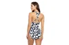 Free Sport By Gottex Geo Club Round Neck One Piece Swimsuit With Zipper In Black/white