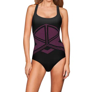 Free Sport By Gottex Racerback One Piece Swimsuit In Onyx In Black