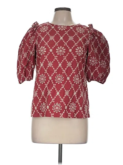 Pre-owned Free The Roses 3/4 Sleeve Blouse In Burgundy