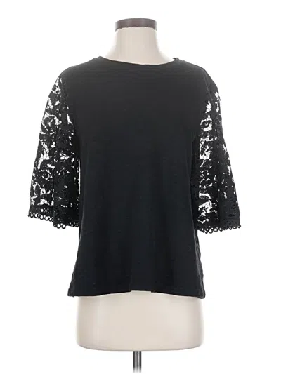 Pre-owned Free The Roses 3/4 Sleeve Top Black Boatneck Tops