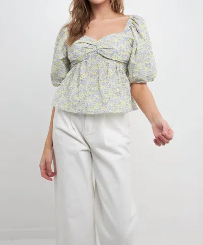 Free The Roses Floral Tied Back Top In Green Multi
