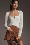 Free The Roses Lace-sleeve Square-neck Top