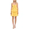 Free The Roses Lace Trim Tiered Minidress In Yellow