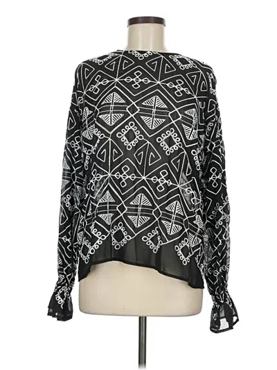 Pre-owned Free The Roses Long Sleeve Blouse In Black