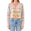 Free The Roses Pastel Heart Cardigan Sweater In Multi