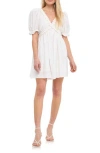 Free The Roses Ruffle Cross Back Cotton Minidress In White