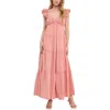 Free The Roses Sweetheart Neck Cotton Gauze Tiered Maxi Dress In Salmon