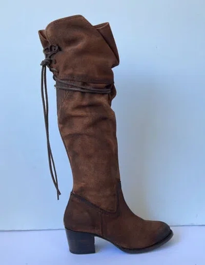 Pre-owned Freebird By Steven 'blain' Oil Suede Tall Boots Tan Size 9m 7m
