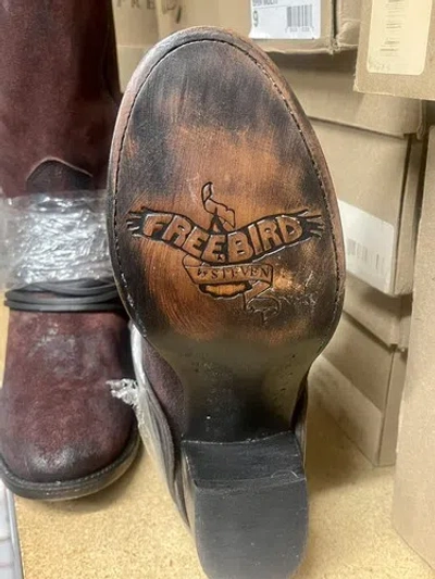 Pre-owned Freebird By Steven Coal Boot Wine Boho Msrp $350 Rare In Red