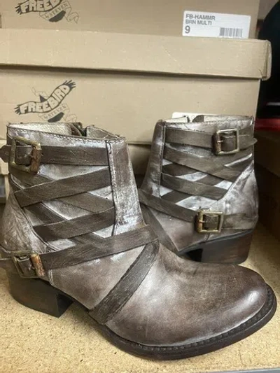 Pre-owned Freebird By Steven Sammi Stone Boots Size 6 Rare In Gray