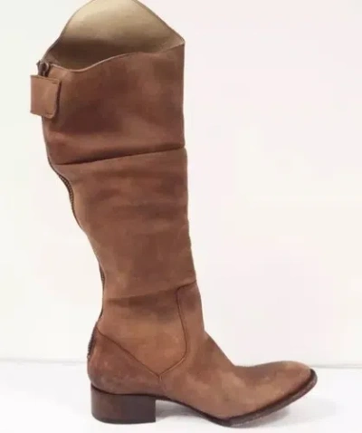 Pre-owned Freebird By Steven Stable Leather Distressed Tall Boots Size 10 $350 Tan In Brown