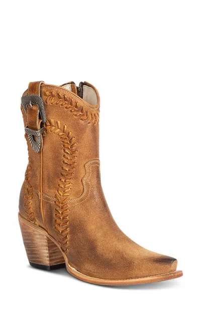 Freebird Freya Leather Western Bootie In Gold