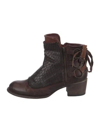 Pre-owned Freebird Leather Colorblock Pattern Boots In Multi