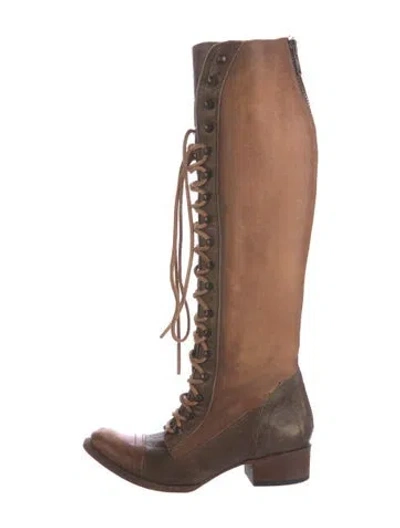Pre-owned Freebird Leather Lace-up Boots In Brown