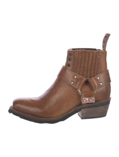 Pre-owned Freebird Leather Moto Boots In Brown