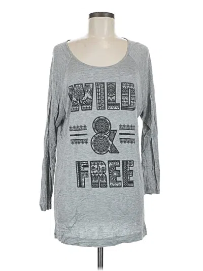 Pre-owned Freebird Long Sleeve Top Gray Scoop Neck Tops