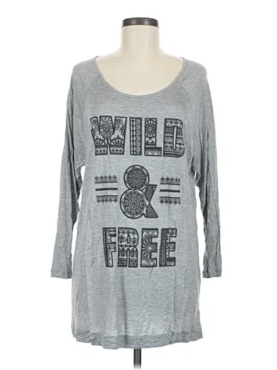 Pre-owned Freebird Long Sleeve Top Gray Scoop Neck Tops