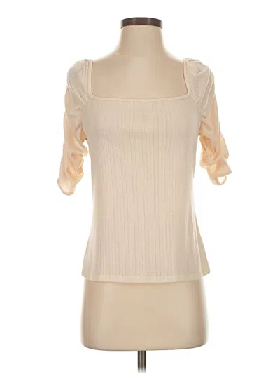 Pre-owned Freebird Short Sleeve Top Ivory Square Neckline Tops