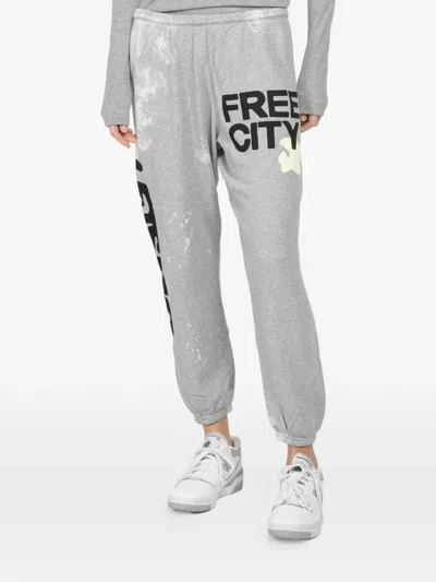 Freecity Bleachout Graphic Track Pants In Gray