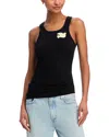 Freecity Lucky Super Vintage Scoop-neck Graphic Rib Tank Top In Blank Space