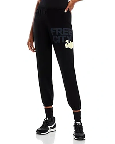 Freecity Cotton Sweatpants In Black Space Cream