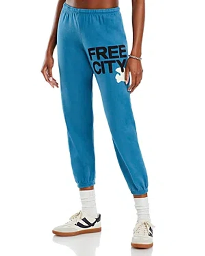 Freecity Cotton Sweatpants In Blue Sound