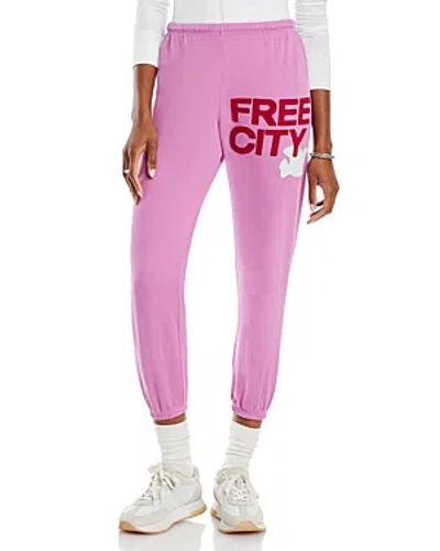 Freecity Cotton Sweatpants In Pink Lips Cherry