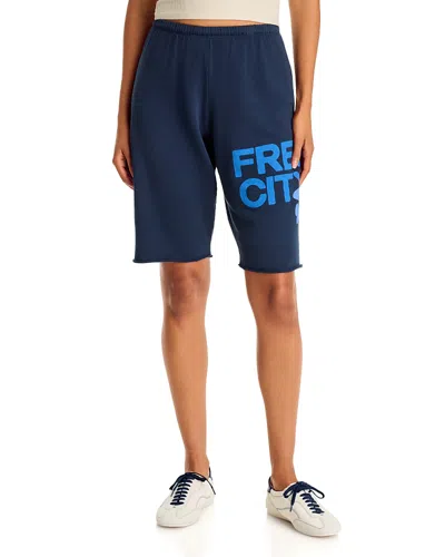 Freecity Cutoff Sweatshorts In Blue