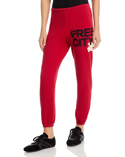 Freecity Free City Cotton Logo Sweatpants In Artyard Red/cream