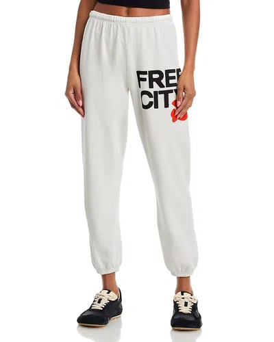 Freecity Free City Cotton Logo Sweatpants In Chalk/orange In White