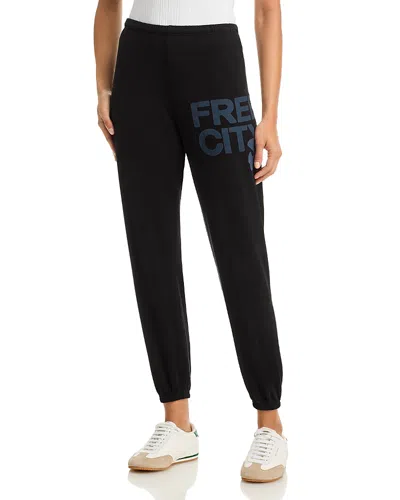 Freecity Free City Cotton Logo Sweatpants In Moonshadow In Black
