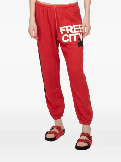 Freecity Graphic-print Sweatpants In Red