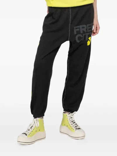 Freecity Graphic-print Track Pants In Black