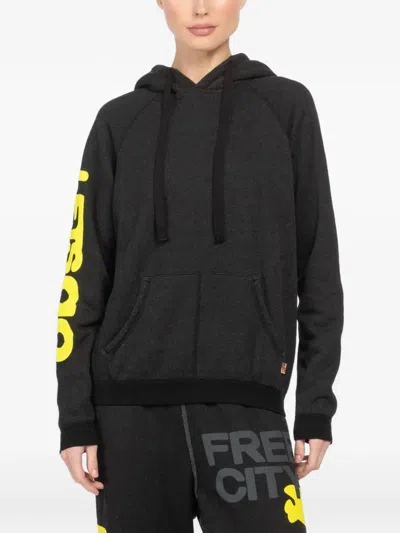 Freecity Graphic-print Hoodie In Black