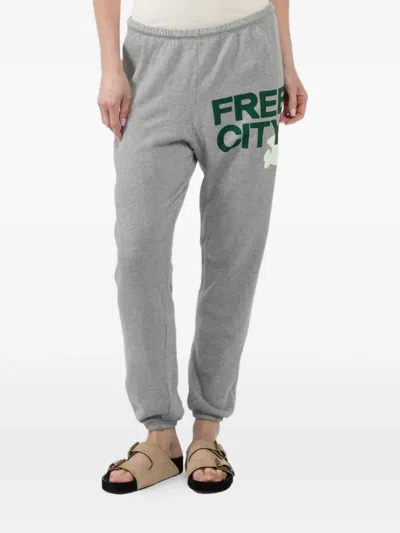 Freecity Heather Drawstring Track Pants In Gray