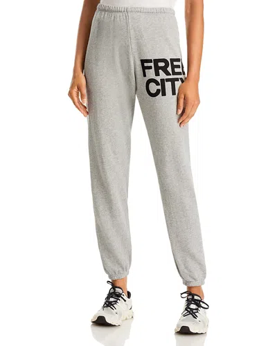 Freecity Heathered Logo Sweatpants In Black