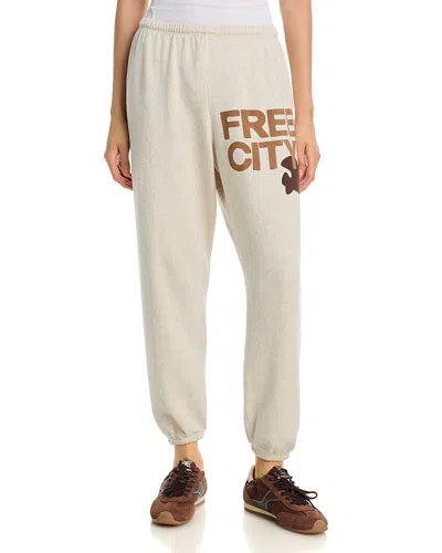Freecity Heathered Logo Sweatpants In Neutral