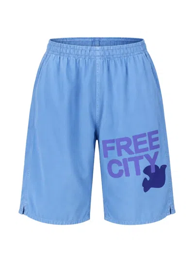 Freecity Logo-print Elasticated Shorts In Blue