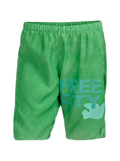 Freecity Logo-print Elasticated Shorts In Green