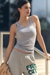 Freecity Lucky Super Vintage Scoop-neck Graphic Rib Tank Top In Gray