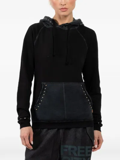 Freecity Studded Hooded Hoodie In Black