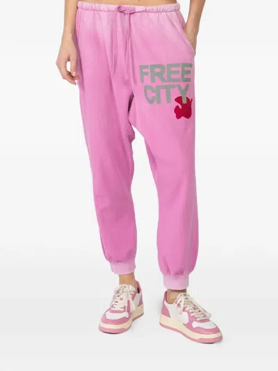 Freecity Sunfades Drawstring Logo-print Track Pants In Pink