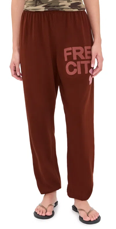 Freecity Free City Cotton Logo Sweatpants In Rusty Rabbit In Burgundy